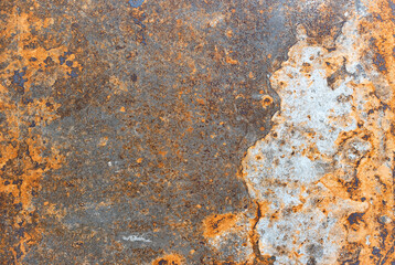 Expressive texture of rust on a metal sheet.