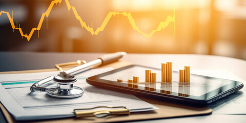 Healthcare business concept, Medical examination and graph data growth of business