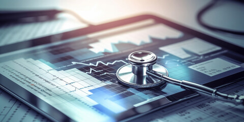 Healthcare business concept, Medical examination and graph data growth of business