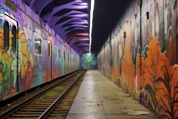 graffiti art on subway tunnel walls, created with generative ai