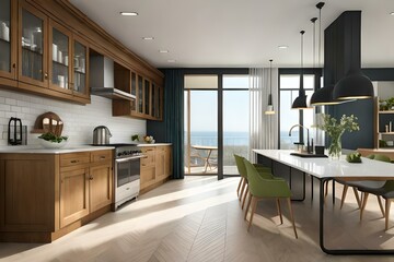 modern kitchen interior generated Ai Technology