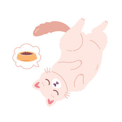 Cute cat sleeping and having a good dream. Domestic pets, feline activities. Home cat life. Vector illustration in flat style