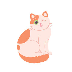 Cute cat with one eye. Veterinary, cat with disability, veterinary clinic. Vector illustration in flat style
