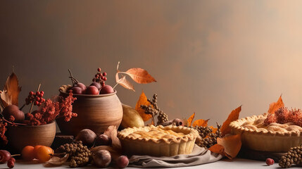 Fototapeta na wymiar Autumn rustic confectionery background