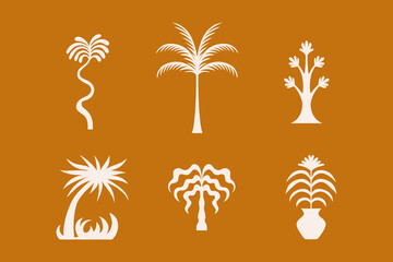 Vector logo and print design templates, summer palms, tropical hand drawn illustrations, tropical surfing concept, vacation and travel, palm trees and hippie boho elements © venimo