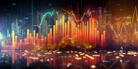 Stock market and trading, digital graph