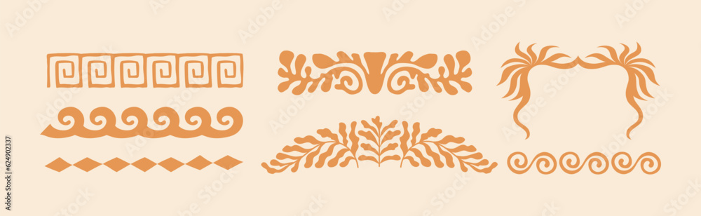 Poster MobileVector set of linear frames and borders - abstract design elements for decoration or logo design templates in modern minimalist style with copy space for text, boho summer style