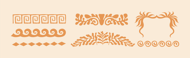 MobileVector set of linear frames and borders - abstract design elements for decoration or logo design templates in modern minimalist style with copy space for text, boho summer style © venimo
