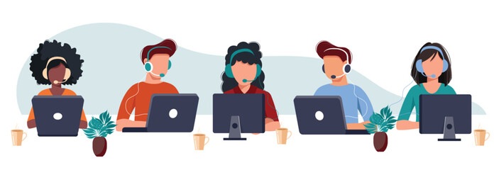 Live support concept. Business customer care service concept. Icon for contact us, support, help, phone call and website click. Flat vector illustration. - obrazy, fototapety, plakaty
