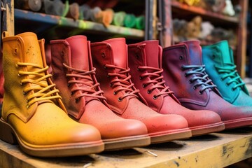 leather dyeing process for custom boot colors, created with generative ai