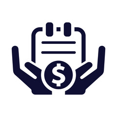 hand, dollar, note, paper, business paper on hand icon