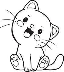 Cute playful kitten cat cartoon character doodle hand drawing Outline Simple vector illustration