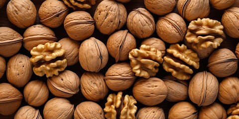 AI Generated. AI Generative. Healthy food nutrition nut walnut half open and in shell. Can be used for healthy lifestyle motivation inspiration. Graphic Art