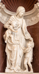  NAPLES, ITALY - APRIL 21, 2023: The marble statue of Madonna the church Chiesa di Sant'Anna dei...
