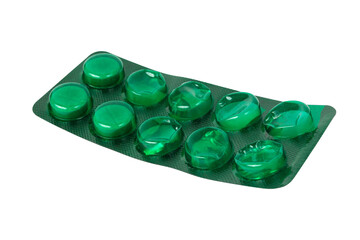 Empty blister. Green pill blister.