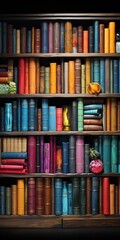 Shelves with Colorful Books. Generative ai