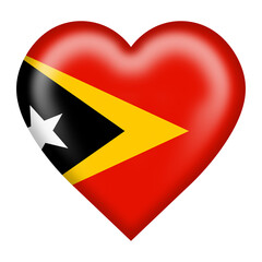 East Timor flag heart button with clipping path 3d illustration