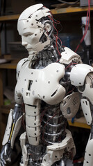 Fototapeta premium Advanced Humanoid Robot Being Constructed