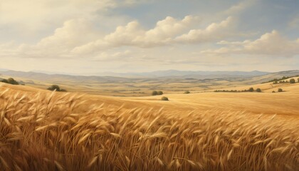 Fototapeta na wymiar Rolling Hills of Wheat Background. Generative ai