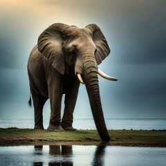 Fototapeta na wymiar elephant in the water generated AI
