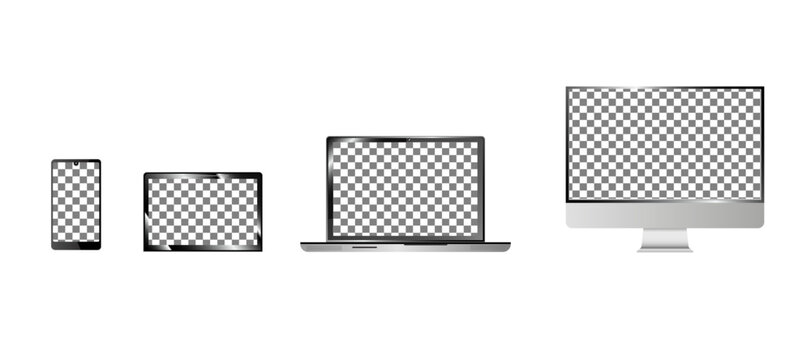 Set of technology devices with blank display - vector