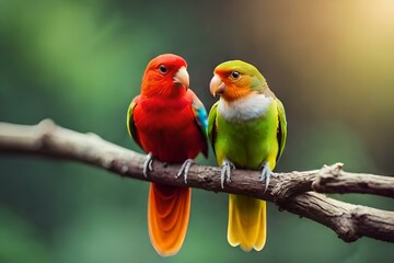 Naklejka na ściany i meble pair of parrots
