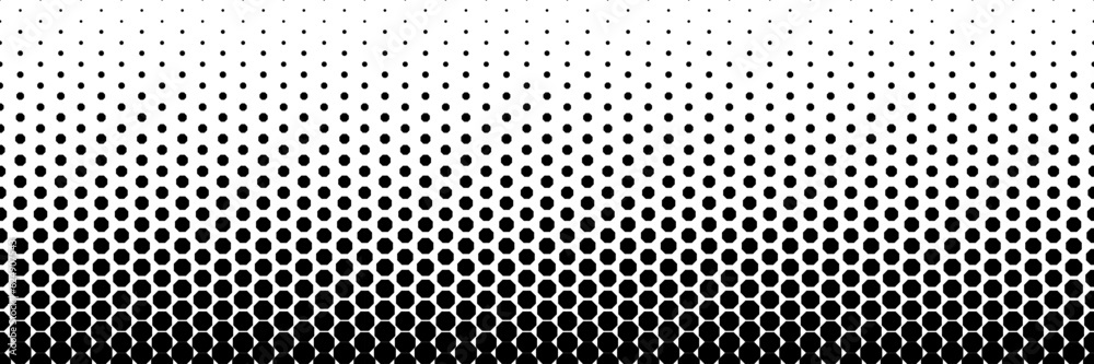 Poster horizontal black halftone of octagon design for pattern and background.