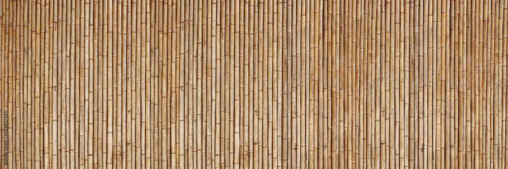 Aufkleber horizontal dry bamboo fence texture for pattern and background.