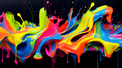 Black Background with a Splatter of Colourful Paint