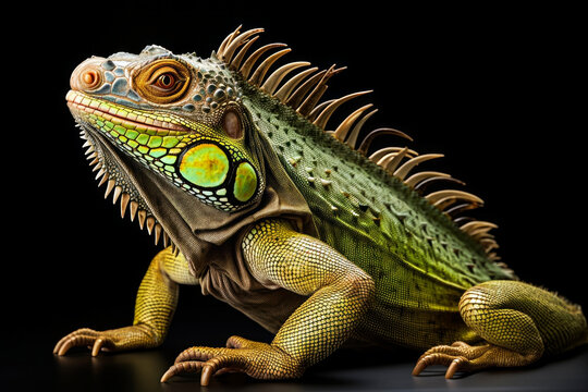 Beautiful iguana on a light background. Generative AI