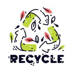 Eco Friendly Badge and Ecology Emblem with Recycle Symbol Vector Illustration