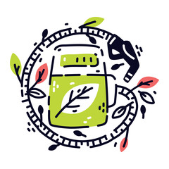 Eco Friendly Badge and Ecology Emblem with Bio Fuel Vector Illustration