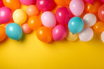 Birthday Card - colorful balloons on a vibrant yellow background, perfect for a gender reveal celebration, Baby shower or greetings cards