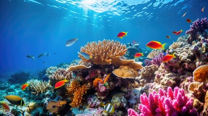 Fototapeta na wymiar Underwater coral reef scene