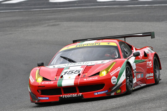 Scarperia, 2 April 2023: Ferrari 458 GTE year 2011 in action during Mugello Classic 2023 at Mugello Circuit in Italy.