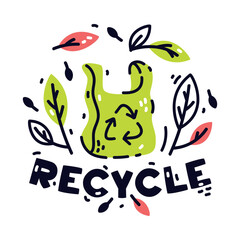 Recycle Eco Friendly Badge and Ecology Emblem Vector Illustration