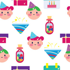 Seamless pattern background with birthday party icons Vector