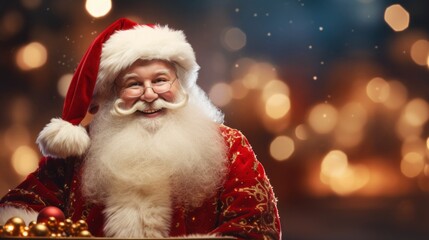 Photo of a man dressed as Santa Claus with a beard and mustache .generative ai