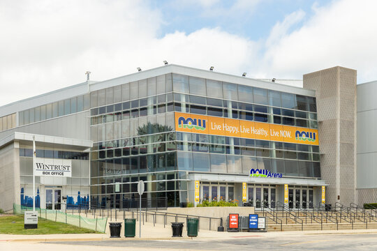 Hoffman Estates, IL, USA - July 13, 2023: Exterior of the NOW Arena, which is a multi-purpose venue located in the Chicago suburbs.