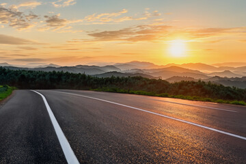 A road in a mountainous area. Beautiful mountain landscape