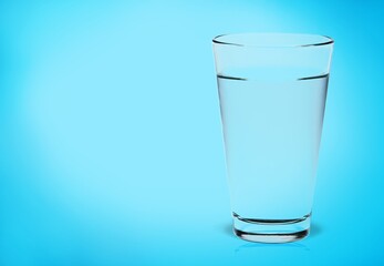 Transparent glass with clean water on a table
