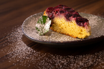 A Delicious Red Fruits Pie with Cherry and Blueberry Fruits, Braga, Portugal.