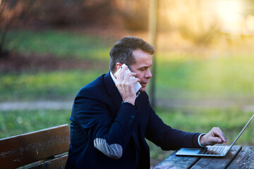 Tech-savvy professor in the outdoors