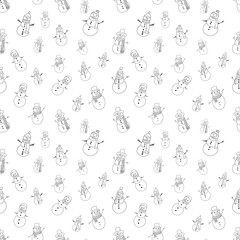 Seamless pattern with snowman’s
