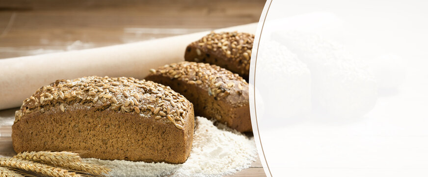 Fresh dark bread. Rye bread on the board