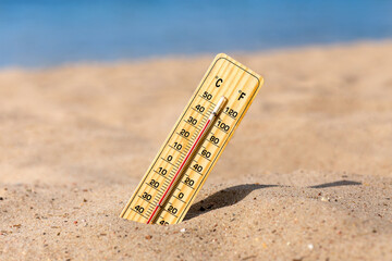Thermometer on the Sand Beach