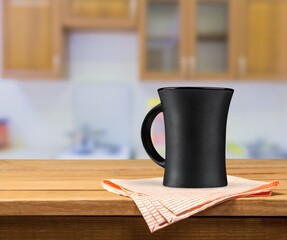 Hot tea or coffee in ceramic cup