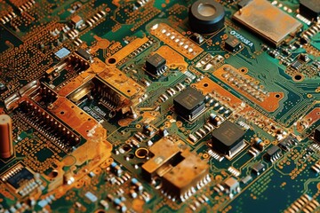 Obraz premium damaged or burnt circuit board, showing signs of malfunction, created with generative ai