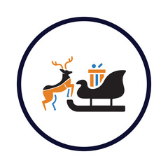 Sleigh Santa Claus, deer, gift, gift with Xmas Vehicle and deer icon