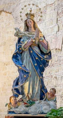 Foto op Aluminium NAPLES, ITALY - APRIL 22, 2023: The carved polychrome statue of Immaculate Conception in the church Basilica di San Giovanni Maggiore by unkonwn artist from year 1630.  © Renáta Sedmáková